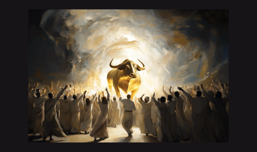 Painting of the biblical golden calf